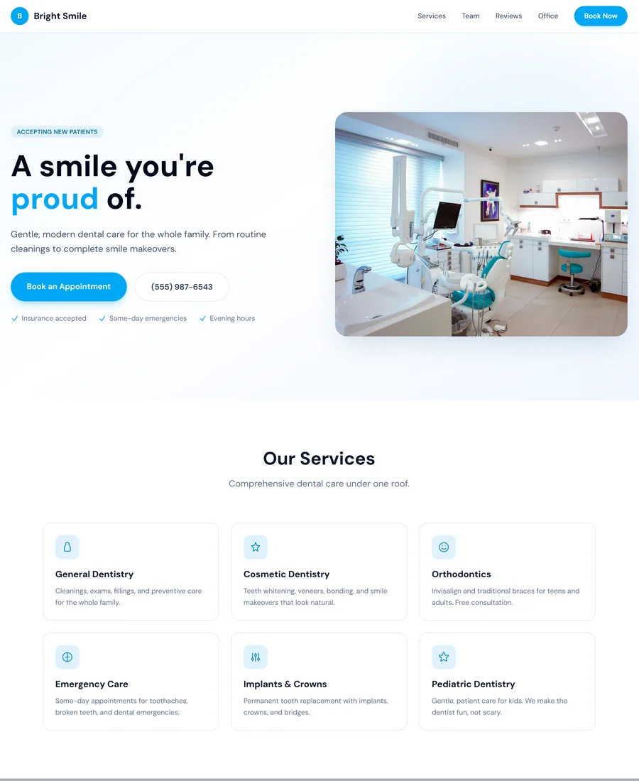 Bright Smile — Dental & Medical website template
