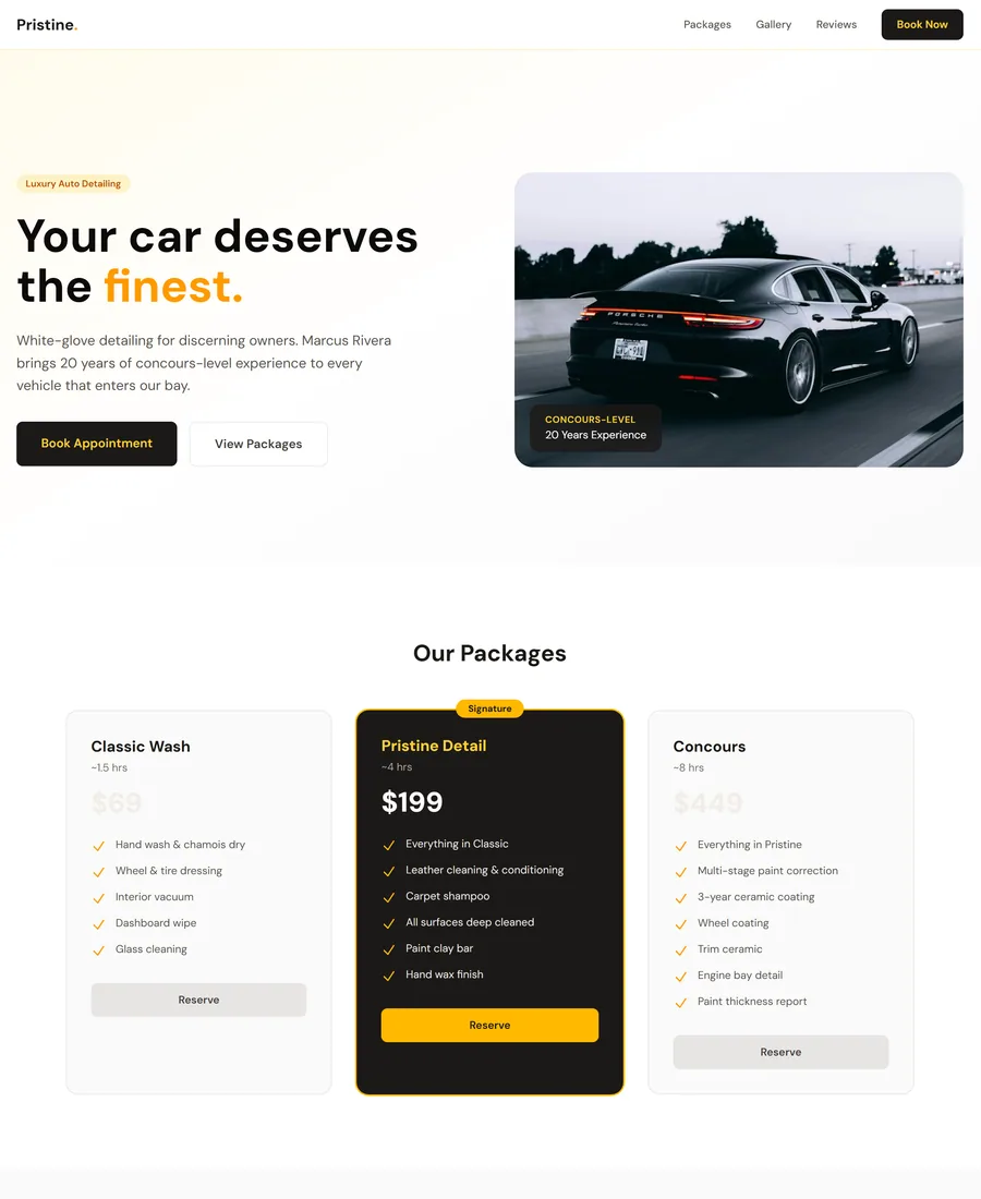 Pristine — Automotive website template